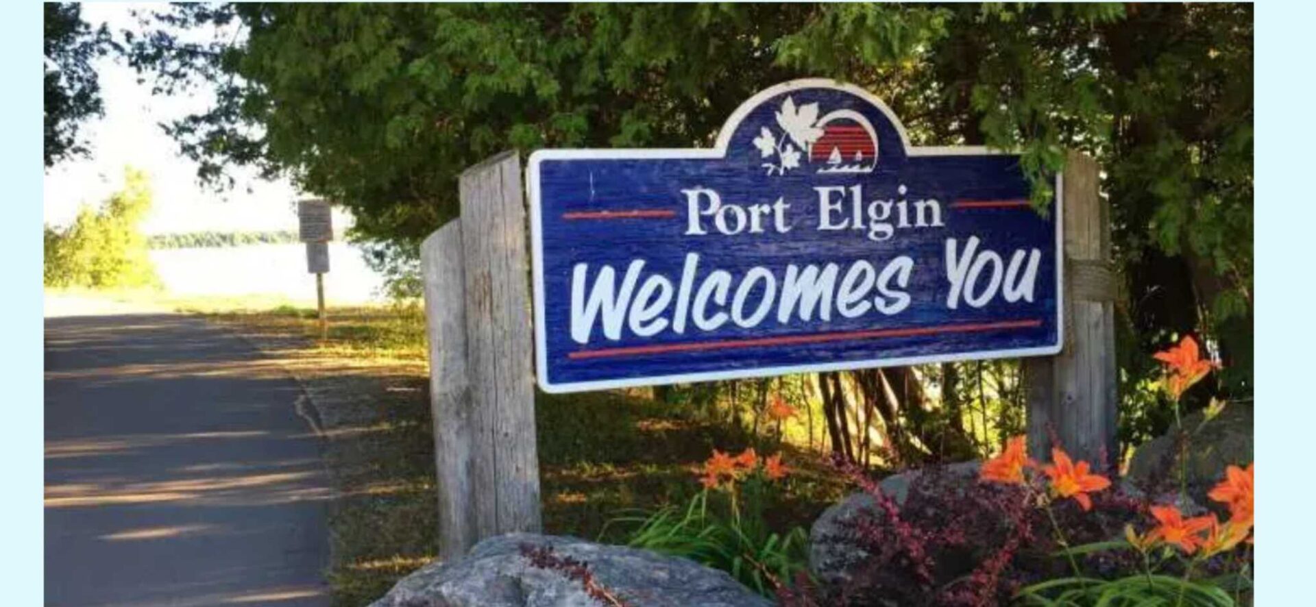 A sign that says port elgin welcomes you